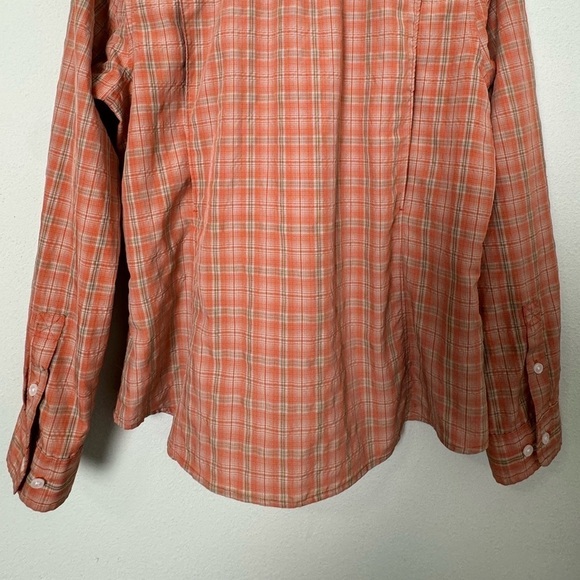 Duluth Trading Sidewinder Plaid Button Up Shirt Orange Roll Tab Outdoor Small - Picture 5 of 9